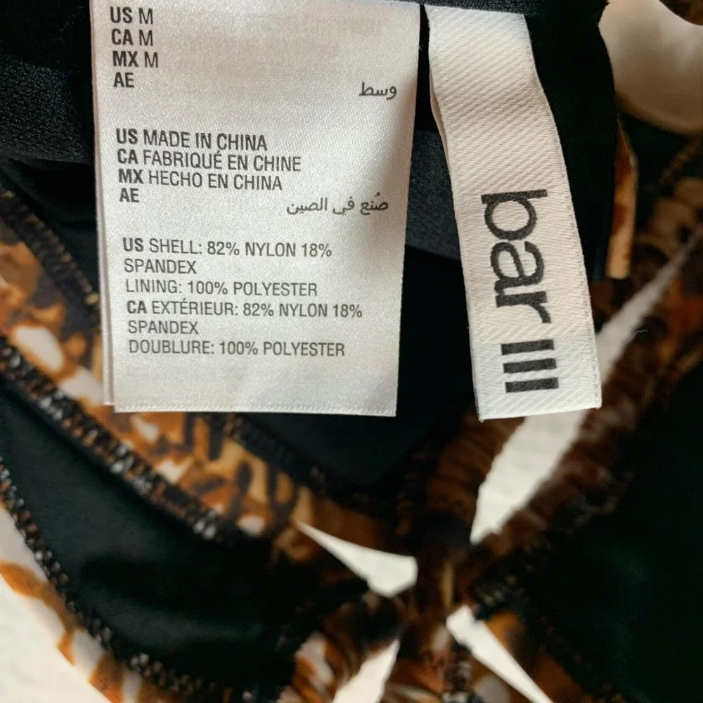 Bar III Women's Natural Glam Cheetah Print Bandeau Bikini Swim Top Sz M NWT 9949